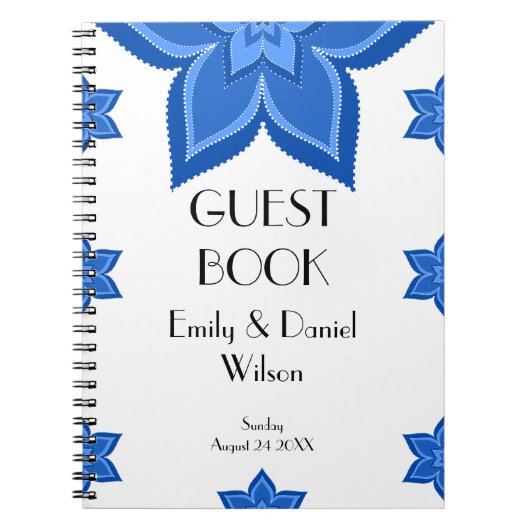 Wedding Guest Book Cobalt Blue Blume Notizblock (Vorderseite)