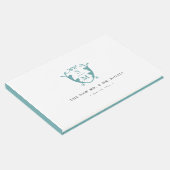Wedding Guest Book Custom Monogram Crest Turquoise Gästebuch (Ecke)