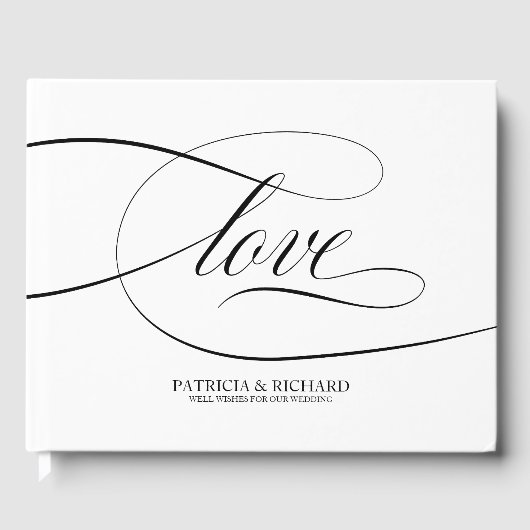 Wedding Guest Book Elegantes Schwarzes Skript Gästebuch (Vorderseite)