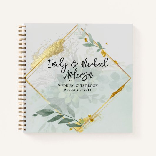 Wedding Guest Book - Eukalyptus Botanical Gold Notizblock (Vorderseite)