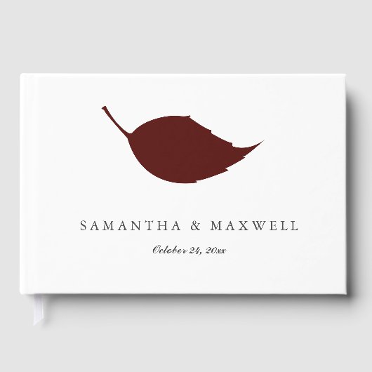 Wedding Guest Book Fall Burgundy Leaf Gästebuch (Vorderseite)