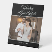 Wedding Guest Book Foto Elegantes Silver Script Sockelschild (Vorderseite)