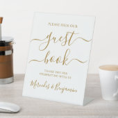 Wedding Guest Book Gold Elegante Kalligraphie Sockelschild (In SItu)