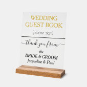 Wedding Guest Book Gold White NAMES Acrylschild (Winkel)