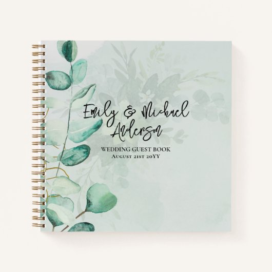 Wedding Guest Book - Grüne Botanisches Gold Notizblock (Vorderseite)