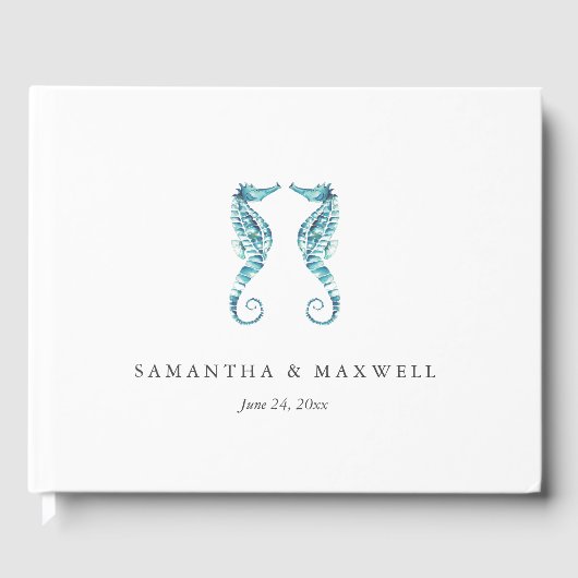 Wedding Guest Book Ideas Watercolor Seahorses Gästebuch (Vorderseite)