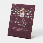 Wedding Guest Book Kindly Sign Sockelschild (Vorderseite)