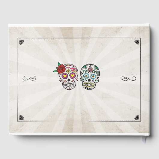 Wedding Guest Book Lights Sugar Skulls Gästebuch (Rückseite)