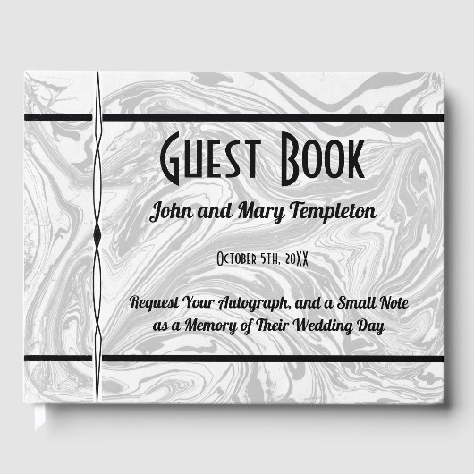 Wedding Guest Book Marble Black & White Gästebuch (Vorderseite)