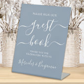 Wedding Guest Book Modernes Script Dusty Blue Sockelschild
