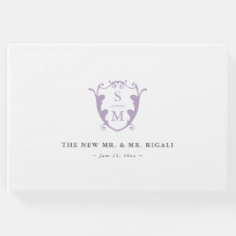 Wedding Guest Book Monogram Crest Lilac Gästebuch