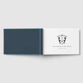 Wedding Guest Book Monogram Crest Navy Blue Gästebuch (Voll)