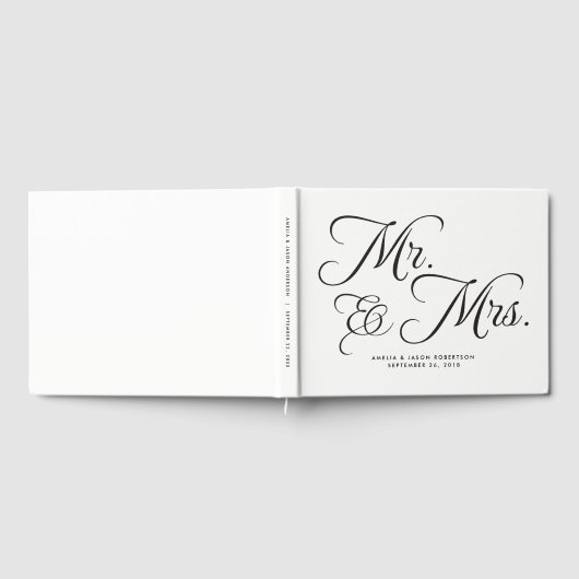 Wedding Guest Book, Mr & Mrs., schwarz und weiß Gästebuch (Voll)