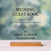 Wedding Guest Book NAMES Black Clear Acrylschild (Neutral)