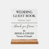 Wedding Guest Book NAMES Black Clear Acrylschild (Vorderseite)