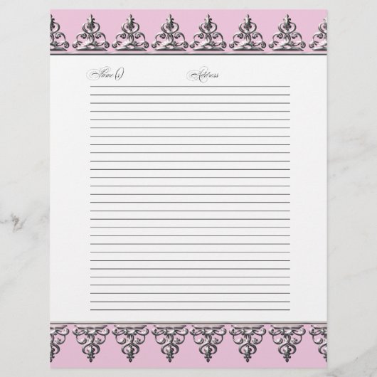 Wedding Guest Book Pages Classic Baroque Swirl Flyer (Hinten)