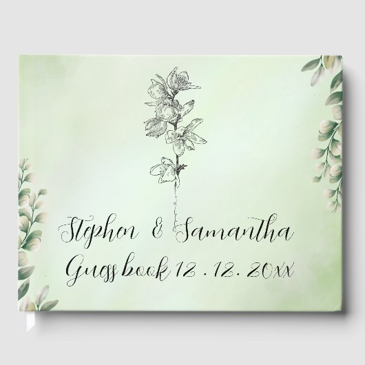 Wedding Guest Book, Personalized Linen Wedding Gästebuch (Vorderseite)
