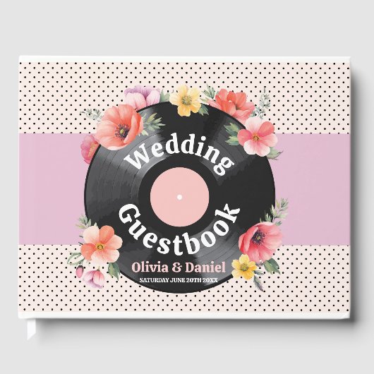 Wedding Guest Book Record Music Florals 1950s Gästebuch (Vorderseite)