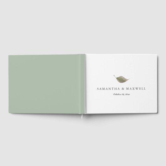 Wedding Guest Book Sage Green Leaf Gästebuch (Voll)