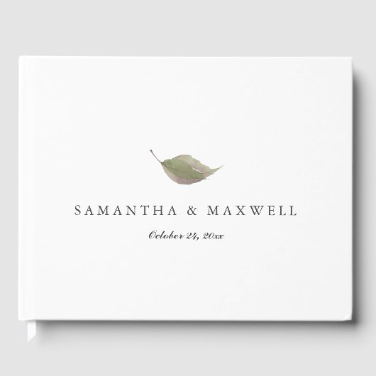 Wedding Guest Book Sage Green Leaf Gästebuch (Vorderseite)
