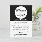Wedding Guest Book Sign Schwarz-weiß Polka Dots (Stehend Vorderseite)