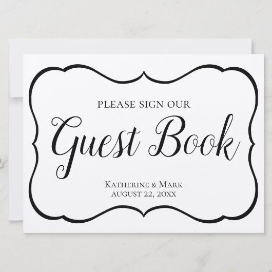 Wedding Guest Book Sign Silver Black (Vorderseite)