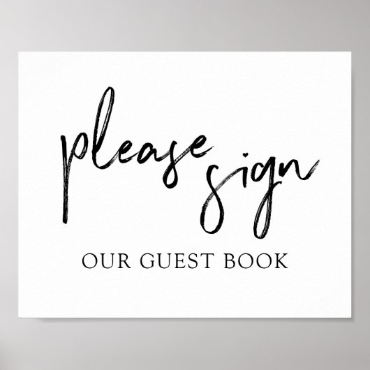Wedding Guest Book Sign Typografy | Schwarz Poster (Vorne)