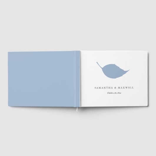 Wedding Guest Book Simple Dusty Blue Leaf Gästebuch (Voll)