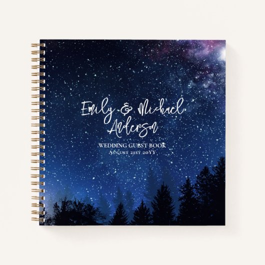 Wedding Guest Book Starry Night Galaxy Celestial Notizblock (Vorderseite)