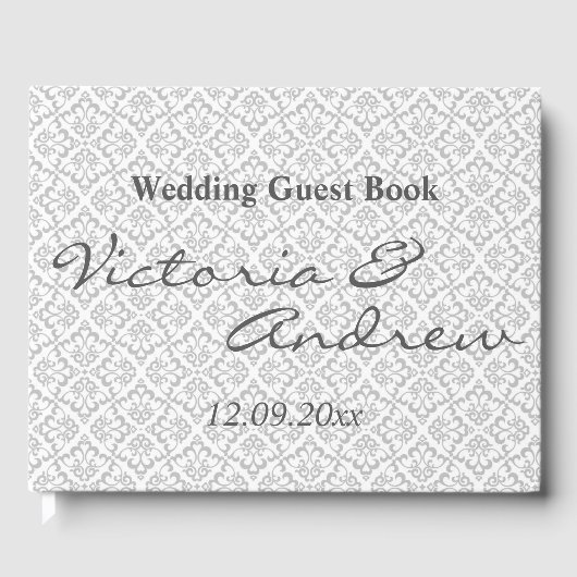 Wedding Guest Book - White & Gray Gästebuch (Vorderseite)