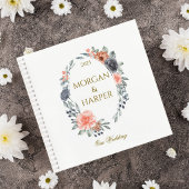 Wedding Guest Book with Soft Peach & Blue Flowers Notizblock