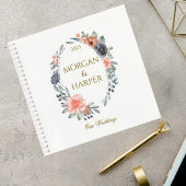Wedding Guest Book with Soft Peach & Blue Flowers Notizblock