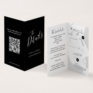 Wedding guest details schedule map QR code black