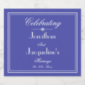 Wedding Guest Gift Script Elegant Beautiful Blue Alkoholflaschenetikett (Einzelnes Label)