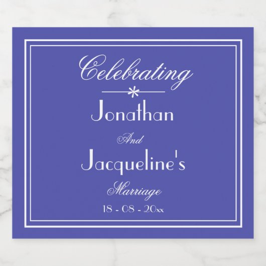 Wedding Guest Gift Script Elegant Beautiful Blue Alkoholflaschenetikett (Einzelnes Label)