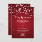 Wedding Guest Information Sparkling String Red Begleitkarte (Vorne/Hinten)