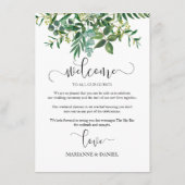 Wedding Guest Itinerary Greenery Illustriert Hinweiskarte (Rückseite)