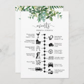 Wedding Guest Itinerary Greenery Illustriert Hinweiskarte (Vorne/Hinten)