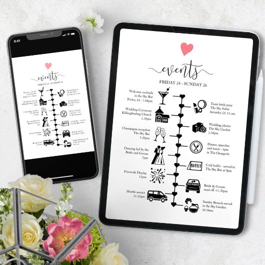Wedding Guest Itinerary Updateable Digital Ankündigung