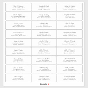 Wedding Guest Names Adresse Elegantes schwarzes Sk Aufkleber