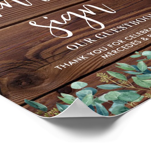 Wedding Guest Rustic Holz Greenerity String Lights Poster (Ecke)