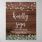Wedding Guest Rustic Holz Greenerity String Lights Poster (Vorne)