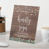 Wedding Guest Rustic Holz Greenerity String Lights Sockelschild (In SItu)