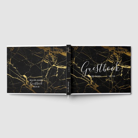 Wedding Guestbook | Black Marble Gold Chic Gästebuch (Voll)