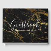 Wedding Guestbook | Black Marble Gold Chic Gästebuch (Vorderseite)