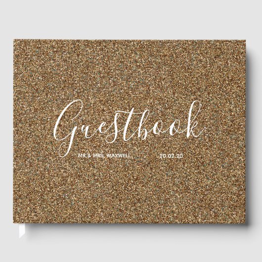Wedding Guestbook | Gold Glitzer Chic Gästebuch (Vorderseite)