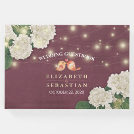 Wedding Guestbook Hydrangea String Lights Burgundy Gästebuch