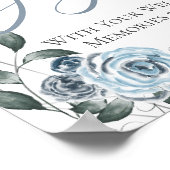Wedding GuestBook Jenga Dusty Blue Floral Signing  Poster (Ecke)