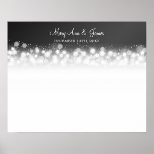 Wedding Guestbook Magic Sparkle Black Poster