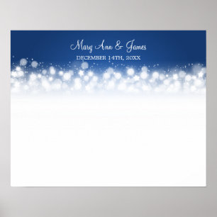 Wedding Guestbook Magic Sparkle Blue Poster